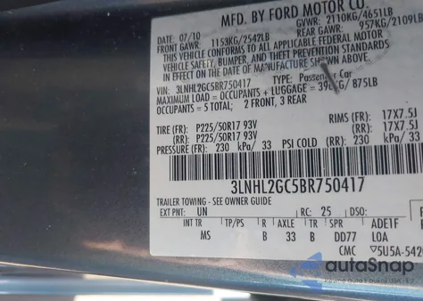 2011 Lincoln Mkz из США, поврежденный, VIN 3LNHL2GC5BR750417